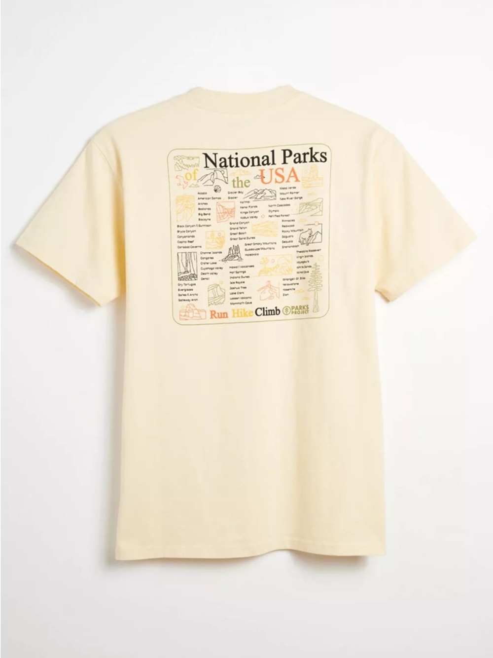 NWOT Parks Project UO Exclusive National Parks Checklist Graphic Tee Size XL